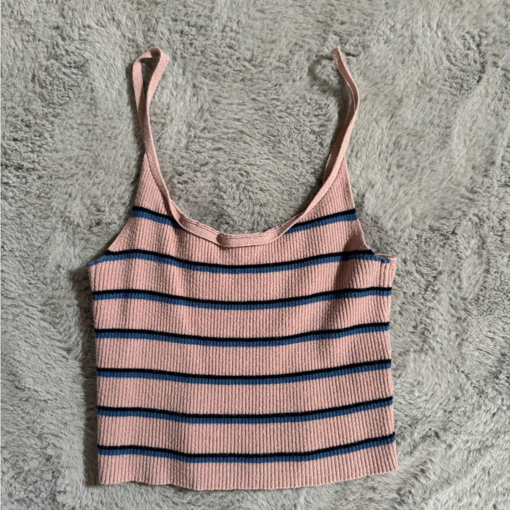 Pacsun blue and pink striped crop top